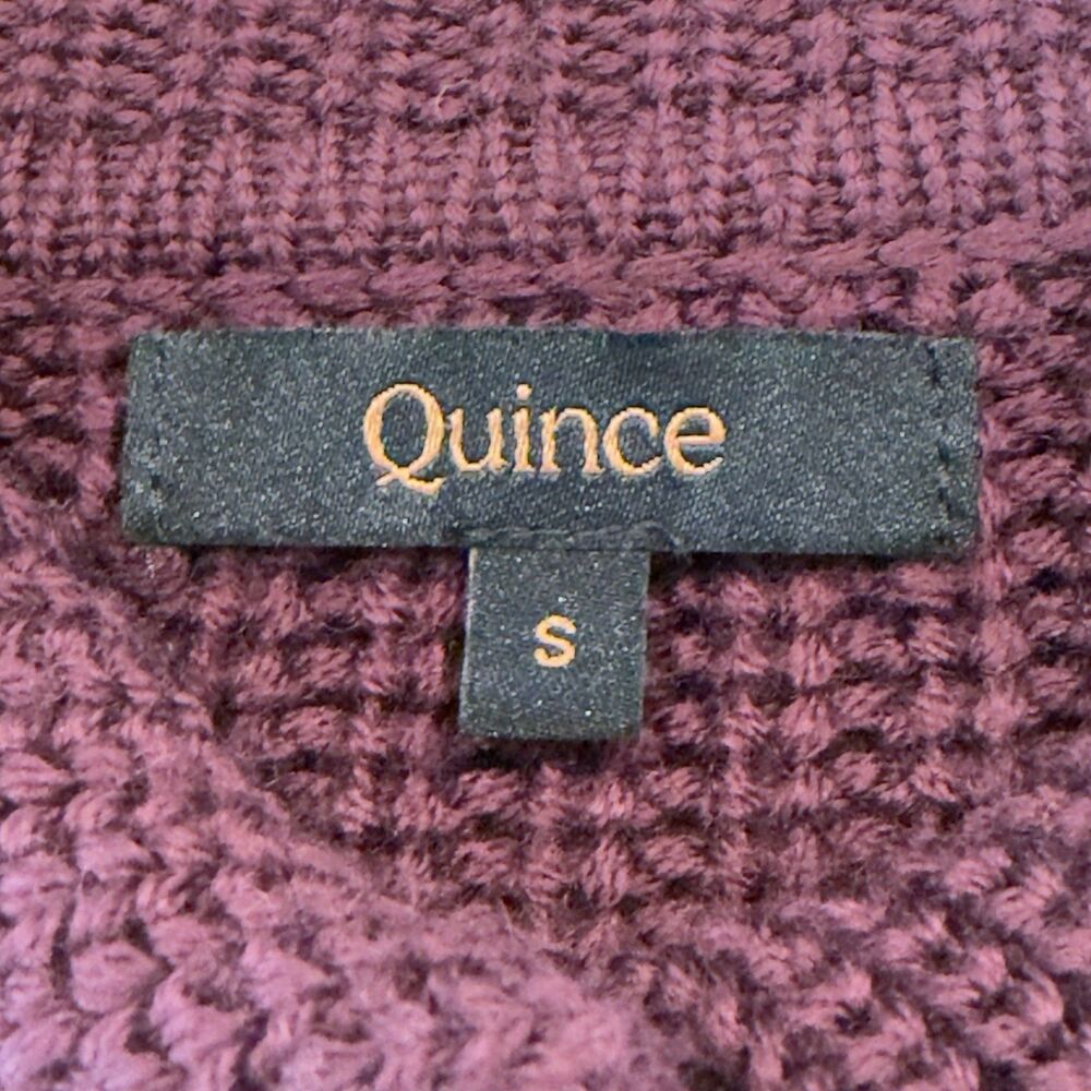 Quince Australian Merino Wool Collared Cable Cardigan Womens S Burgundy Buttons - Picture 3 of 7